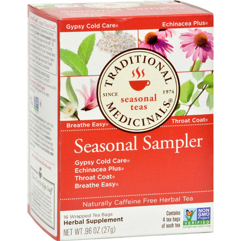 Traditional Medicinals Seasonal Herb Tea Sampler - 16 Tea Bags - Case Of 6