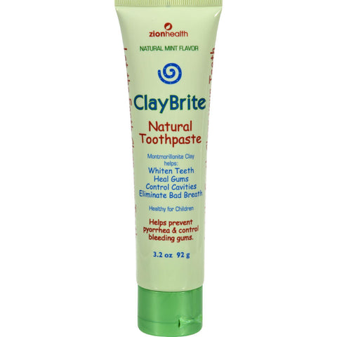 Zion Health Claybrite Natural Toothpaste - Natural Mint - 3.2 Oz
