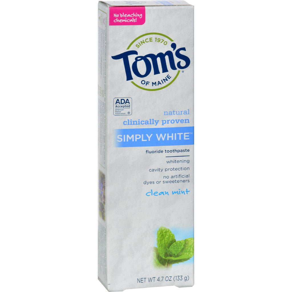Tom's Of Maine Simply White Toothpaste Clean Mint - 4.7 Oz - Case Of 6