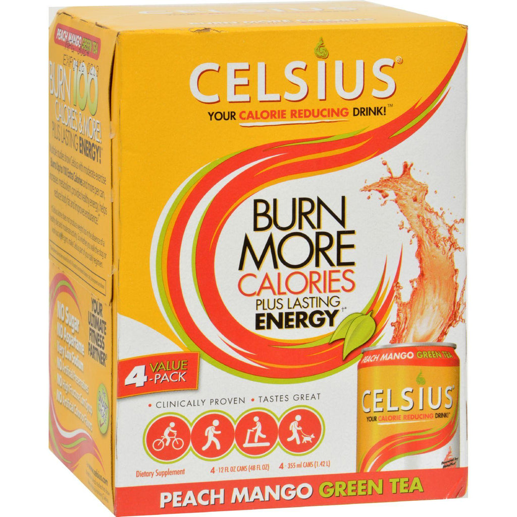 Celsius Drink Peach Mango Green Tea - 4 Pk