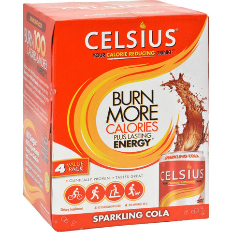 Celsius Calorie Burning Drink - Sparkling Cola - 4-12 Oz