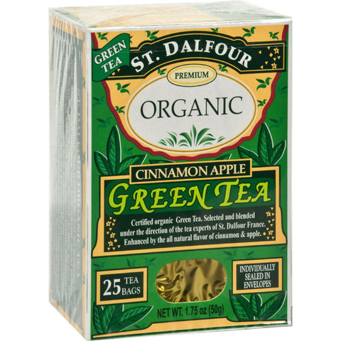 St Dalfour Organic Green Tea Cinnamon Apple - 25 Tea Bags - Case Of 6