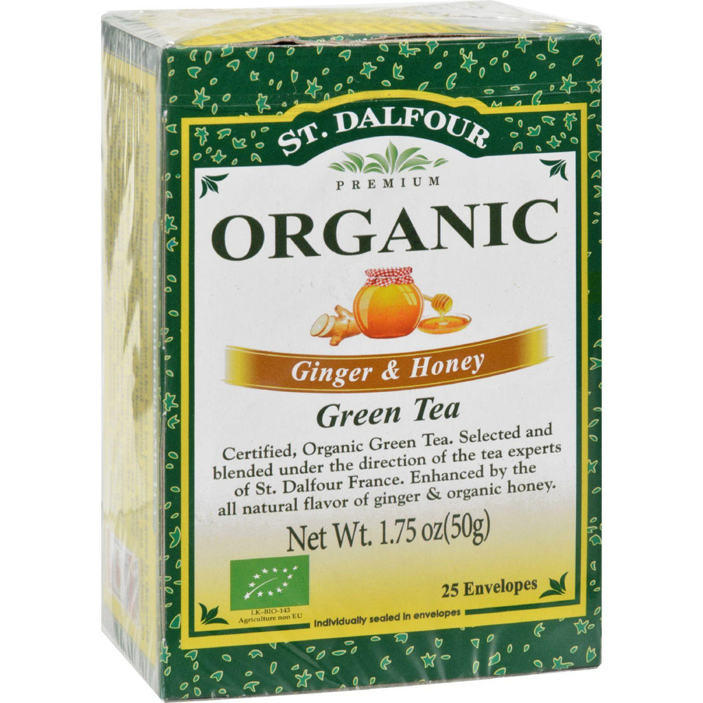 St Dalfour Organic Green Tea Ginger And Honey - 25 Tea Bags - Case Of 6