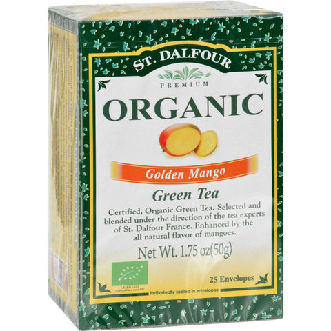 St Dalfour Organic Green Tea Golden Mango - 25 Tea Bags - Case Of 6