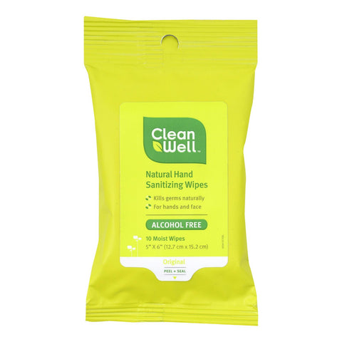 Cleanwell Hand Sanitizing Wipes - Travel Size - 10 Count - Case Of 8