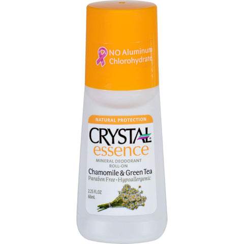 Crystal Essence Mineral Deodorant Roll-on Chamomile And Green Tea - 2.25 Fl Oz