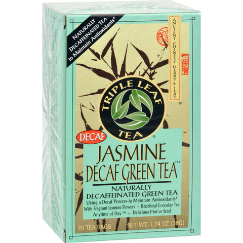 Triple Leaf Tea Jasmine Green Tea - Decaffeinated - Case Of 6 - 20 Bags