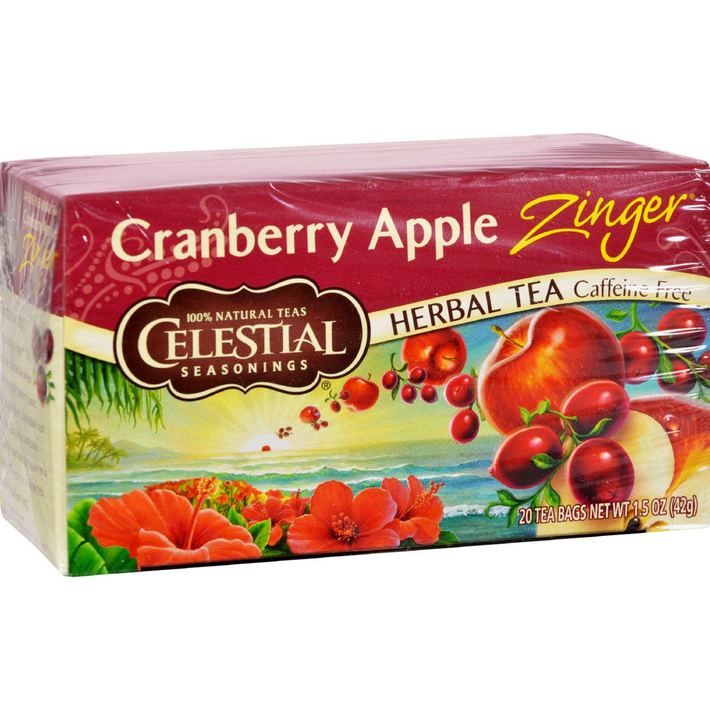 Celestial Seasonings Herbal Tea Caffeine Free Cranberry Apple Zinger - 20 Tea Bags - Case Of 6