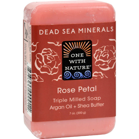 One With Nature Dead Sea Mineral Rose Petal Soap - 7 Oz