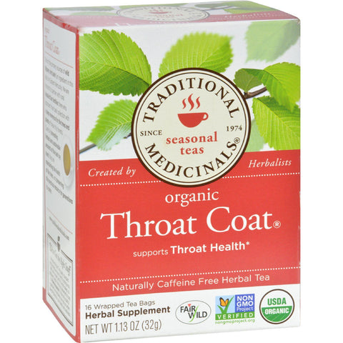 Traditional Medicinals Organic Throat Coat Herbal Tea - 16 Tea Bags - Case Of 6