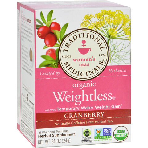 Traditional Medicinals Organic Weightless Cranberry Herbal Tea - Caffeine Free - 16 Bags