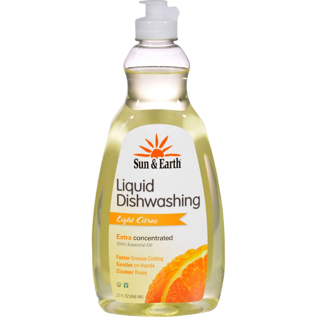 Sun And Earth Natural Concentrated Liquid Dish Soap - Light Citrus - Case Of 6 - 22 Oz
