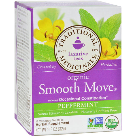 Traditional Medicinals Organic Smooth Move Peppermint Herbal Tea - 16 Tea Bags - Case Of 6