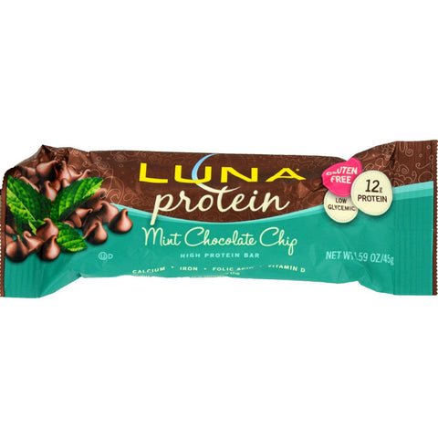 Clif Bar Luna Protein Bar - Mint Chocolate Chip - Case Of 12 - 1.59 Oz