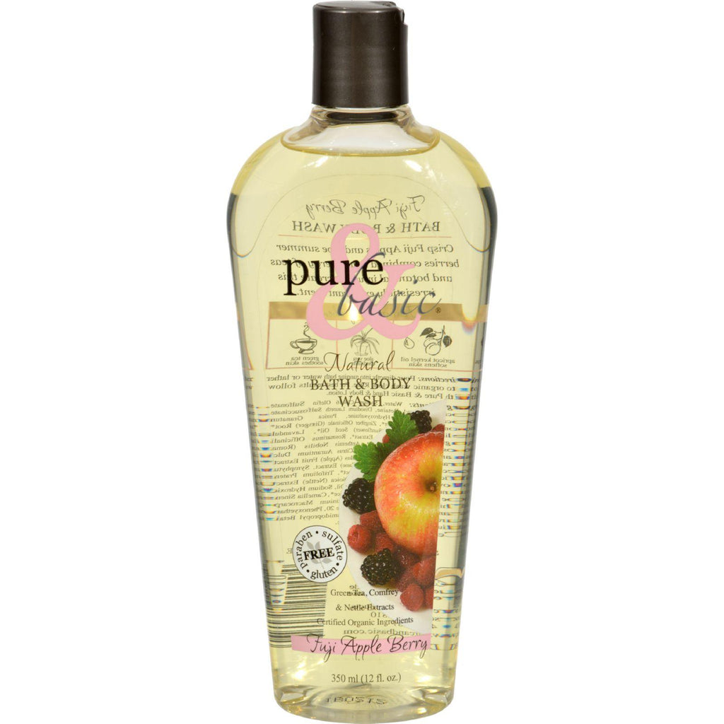 Pure And Basic Natural Bath And Body Wash Fuji Apple Berry - 12 Fl Oz