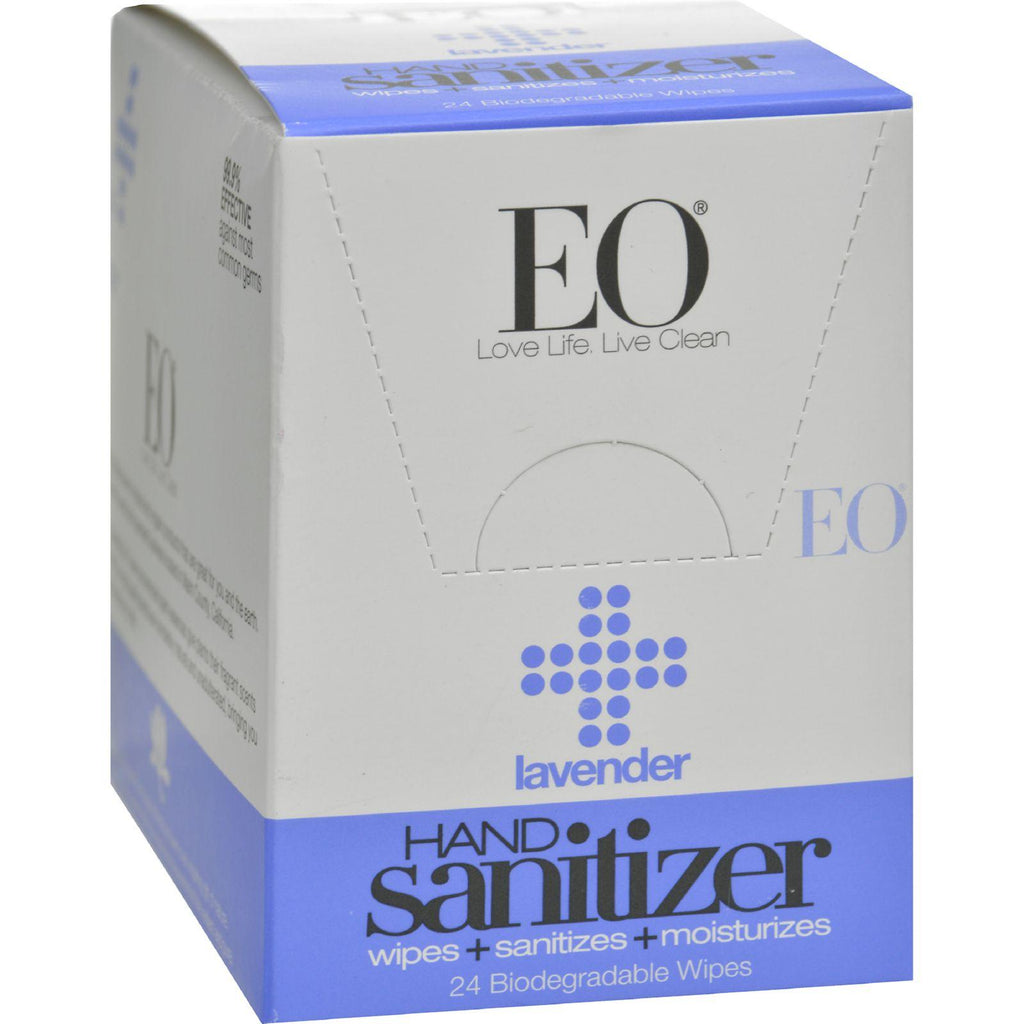 Eo Products Hand Sanitizer Wipes - Lavender - Case Of 24