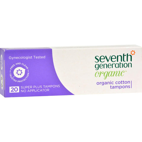 Seventh Generation Organic Cotton Tampons - Super Plus - Applicator Free - 20 Tampons