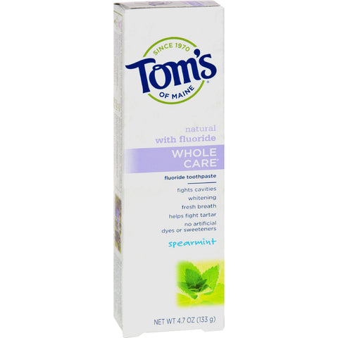 Tom's Of Maine Whole Care Toothpaste Spearmint - 4.7 Oz - Case Of 6