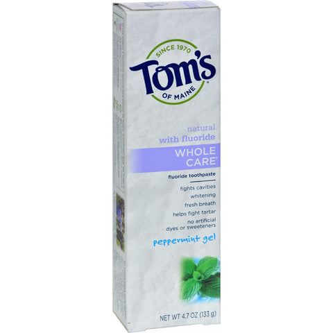 Tom's Of Maine Whole Care Gel Toothpaste Peppermint - 4.7 Oz - Case Of 6