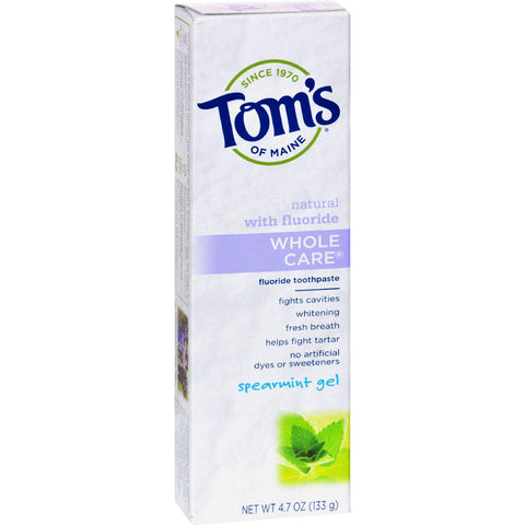 Tom's Of Maine Whole Care Gel Toothpaste Spearmint - 4.7 Oz - Case Of 6
