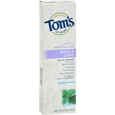 Tom's Of Maine Whole Care Toothpaste Peppermint - 4.7 Oz - Case Of 6