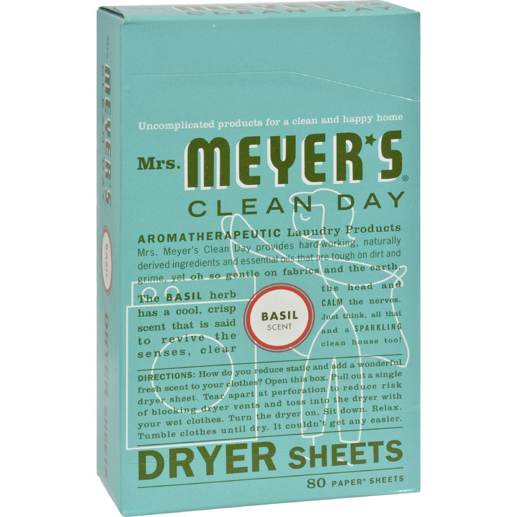 Mrs. Meyer's Dryer Sheets - Basil - Case Of 12 - 80 Sheets