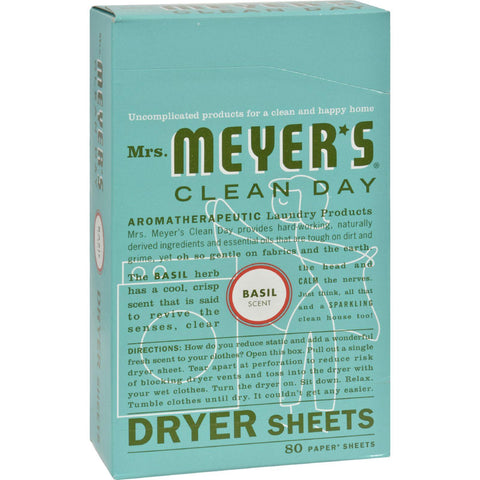 Mrs. Meyer's Dryer Sheets - Basil - Case Of 12 - 80 Sheets