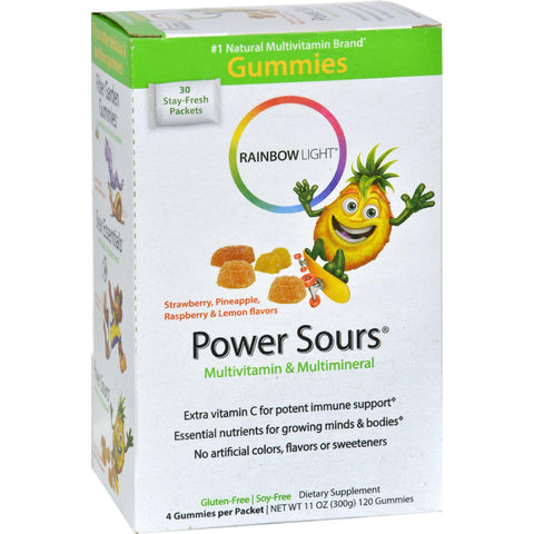 Rainbow Light Gummy Power Sours Multivitamin And Multimineral Sour Fruit - 30 Single Serve Packets