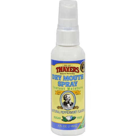 Thayers Dry Mouth Spray - Natural Peppermint Flavor - 4 Fl Oz