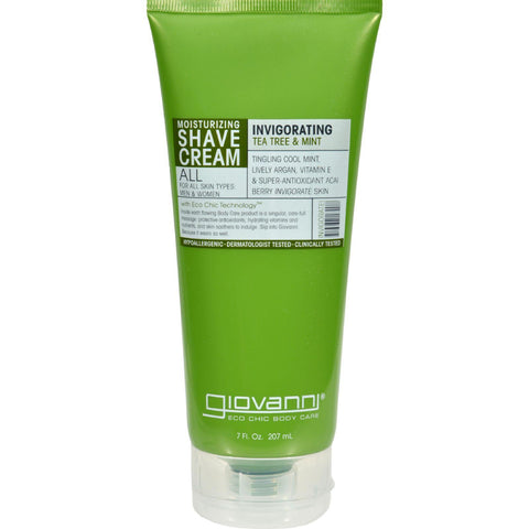 Giovanni Moisturizing Shave Cream All Skin Types Men And Women Refreshing Invigorating Tea Tree And Mint - 7 Fl Oz