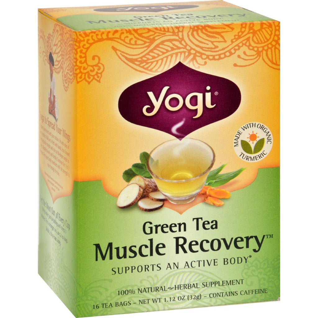 Yogi Muscle Recovery Herbal Tea Green Tea - 16 Tea Bags - Case Of 6