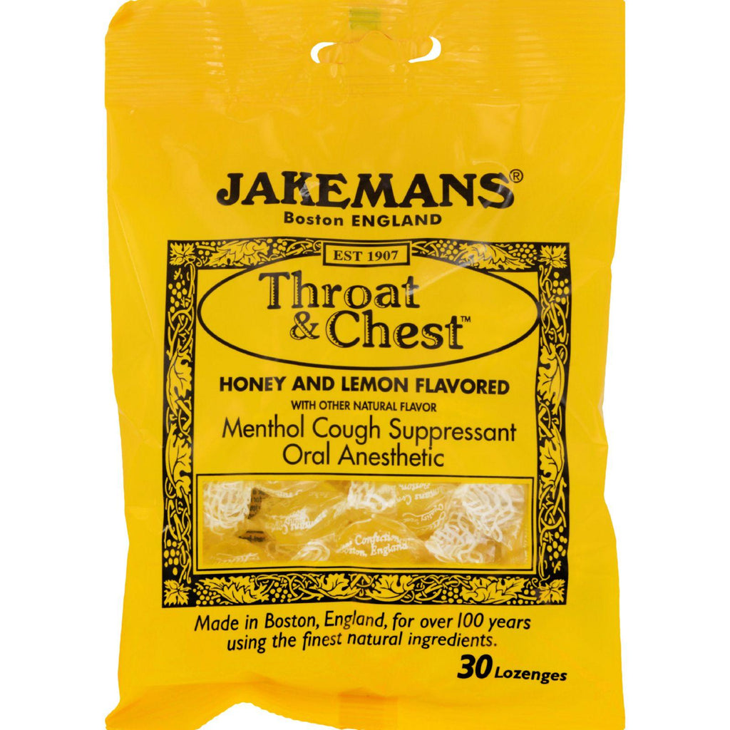 Jakemans Throat And Chest Lozenges - Honey And Lemon - Case Of 12 - 30 Pack