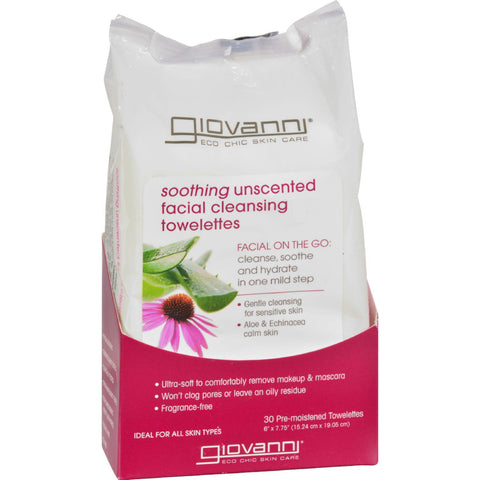 Giovanni Facial Cleansing Towelettes - Unscented - 30 Pre-moistened Towelettes