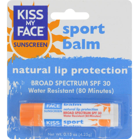 Kiss My Face Lip Balm Sport - Spf 30 - Case Of 12 - .15 Oz