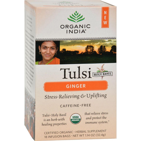 Organic India Tulsi Tea Ginger - 18 Tea Bags - Case Of 6