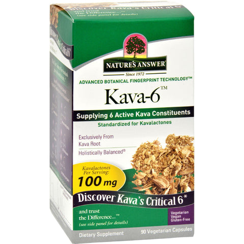 Nature's Answer Kava 6 Capsules - Gluten Free - 90 Vegetarian Capsules