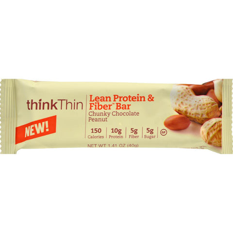 Think Products Thinkthin Bar - Lean Protein Fiber - Chocolate Peanut - 1.41 Oz - 1 Case