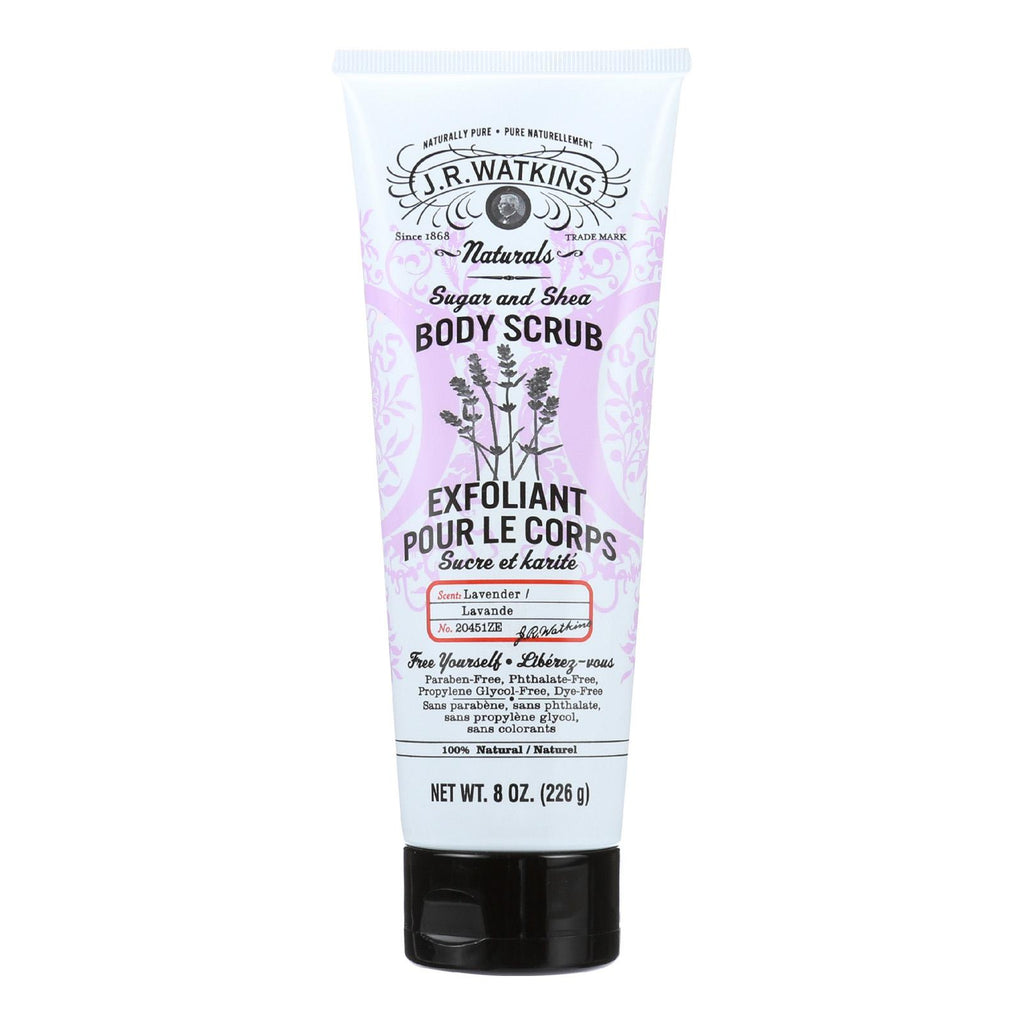 J.r. Watkins Body Scrub - 100 Percent Natural - Exfoliating - Sugar And Shea - Lavender - 8 Oz