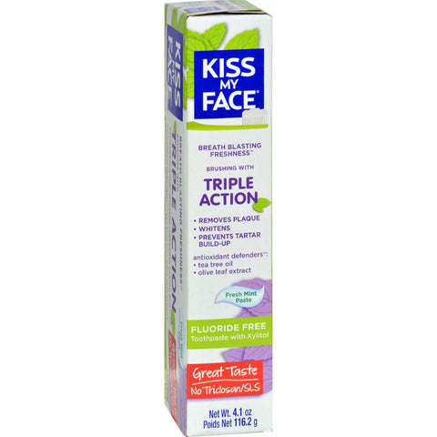 Kiss My Face Toothpaste - Triple Action - Fluoride Free - Paste - 4.5 Oz