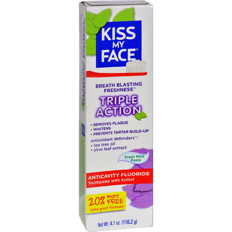 Kiss My Face Toothpaste - Triple Action - Anticvty Fluorid - Paste - 4.5 Oz