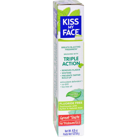Kiss My Face Toothpaste - Triple Action - Fluoride Free - Gel - 4.5 Oz