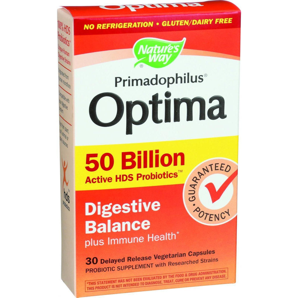 Nature's Way Primadophilus Optima - Digestive Balance - 50 Billion - 30 Vegetarian Capsules