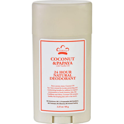 Nubian Heritage Deodorant - All Natural - 24 Hour - Coconut And Papaya - With Vanilla Oil - 2.25 Oz