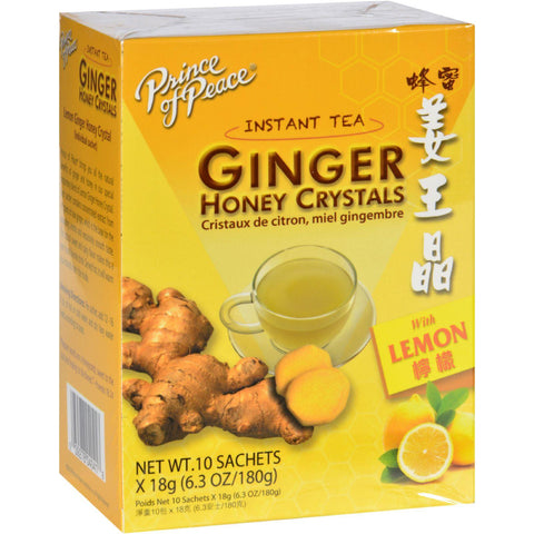 Prince Of Peace Tea - Instant - Ginger Honey Crystals - With Lemon - 10 Sachets