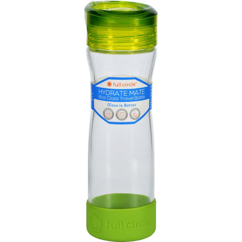 Full Circle Home Water Bottle - Travel - Glass - Hydrate Mate - Green Slate - 16 Oz