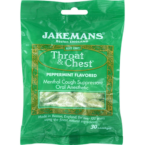Jakemans Lozenge - Throat And Chest - Peppermint - 30 Count