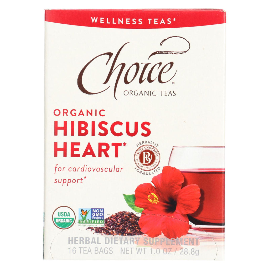 Choice Organic Wellness Tea - Hibiscus Heart - Case Of 6 - 16 Bags