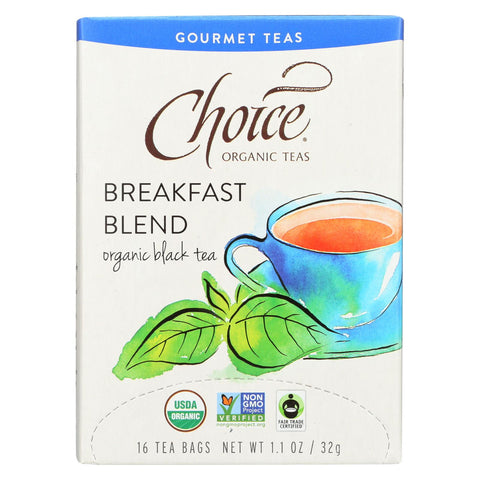 Choice Organic Gourmet Black Tea - Breakfast Blend - Case Of 6 - 16 Count