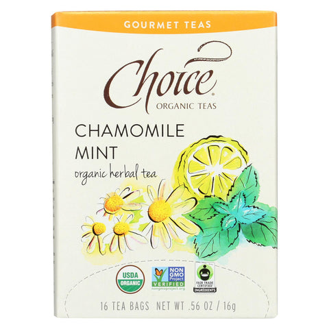 Choice Organic Gourmet Herbal Tea - Chamomile Mint - Case Of 6 - 16 Count