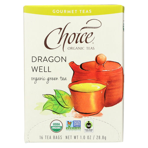Choice Organic Gourmet Green Tea - Dragon Well - Case Of 6 - 16 Count